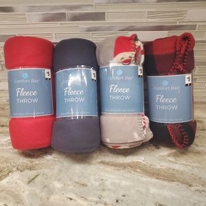 4 New 50x60 Fleece Throws Caron